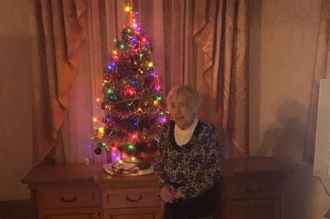 Бабушка у новогодней ёлочки